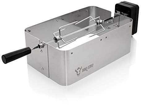 BBQ-Toro Kit de Brochetas Giratorias de Acero Inoxidable para Barbacoa Weber Go Anywhere | 2 en 1 | Para Barbacoa de Gas y Carbón | 2 Agujas para Carne, Motor y Soporte