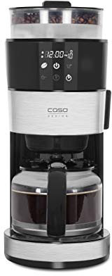 Caso 1856 Grande Aroma 100-Design Kaffeemaschine mit Kegelmahlwerk, für BIS zu 10 Tassen Kaffee Machine à café avec broyeur Conique, 1.4 liters, Acier Inoxydable, Noir