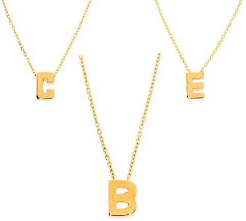 Damen Halskette mit Buchstaben Anhänger Gold 585 Namensanhänger Kette 14 Karat I