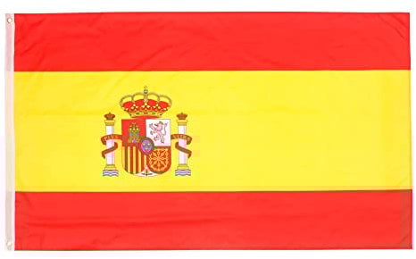 Aricona Bandiera Spagna 90x150cm – spagnola – resistente alle intemperie - con occhielli in ottone - 100% poliestere - cuciture doppie robuste e colori vivaci – ideale per gli amanti delle bandiere
