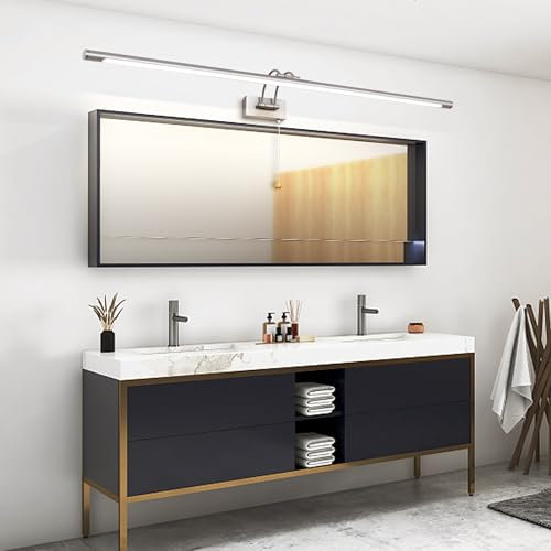MantoLite LED Bilder Wandleuchte 16W 90CM Waschtisch Badezimmer Wandleuchte Spiegel Leuchten,Innenbeleuchtung mit Schwenkbarem Lampenkopf und Zugschalter, 3000K Nickel Leseleuchte Wandleuchten