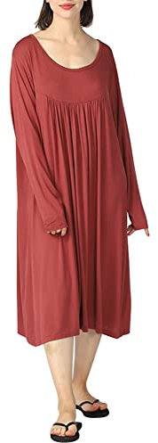amropi Femme Chemise de Nuit Comfy Pyjama Manche Courte Robe de Nuit Été Casual Chambre à Coucher Acajou, 7XL