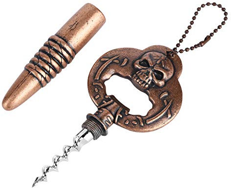 Ouvre-bouteille de vin Portable porte-clés Design tire-bouchons en alliage de Zinc tête de mort-modèle tire-bouchons de bière rétro cuivre placage artisanat pour la maison