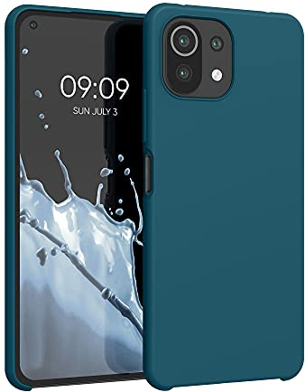 kwmobile Handyhülle für Xiaomi 11 Lite (5G) NE/Mi 11 Lite (5G) Hülle - Case Silikon - Kabelloses Laden - Schutzhülle Cover in Petrol matt