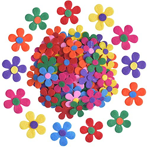 Pinsheng 100 Stück Filz Blumen, Stoff Blumen Verschönerungen zum Basteln und Kunst, Blumen Filz deko für DIY Handwerk, Verschiedene Farben