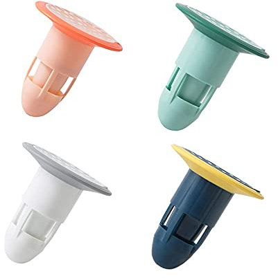 4 Stück Duschbodenablauf,Bodenablaufkern,360° Deodorant Floor Drain,Anti-Verstopfungs abnehmbares Anti-Rückfluss-Ablaufventil,verstellbare Bodenablauf-Abdeckung,geeignet für Bad,WC,Küche,Außenbereich