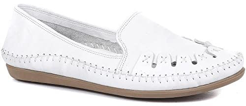 Leather Slip-On Pumps - White Size 6