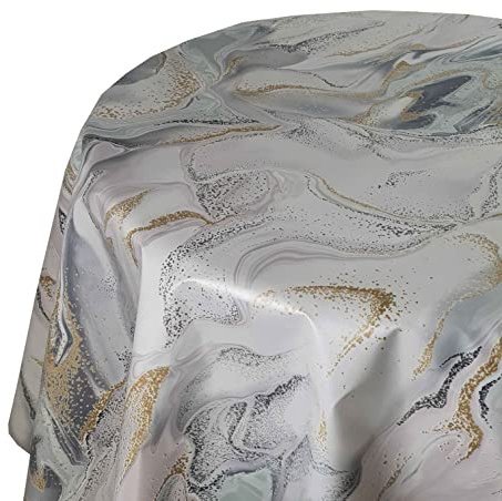 Wachstuch Wachstischdecke Tischdecke Gartentischdecke Größe wählbar Sahara Gold Rund 130 cm abwaschbar