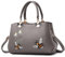 VARLIVOO Elegant Damen Handtaschen Stickerei Schultertaschen Frauen Umhängetasche Taschen Reisen Shopper Taschen Damen Taschen Crossbody Bag Arbeit Reisen PU Leder Grau B