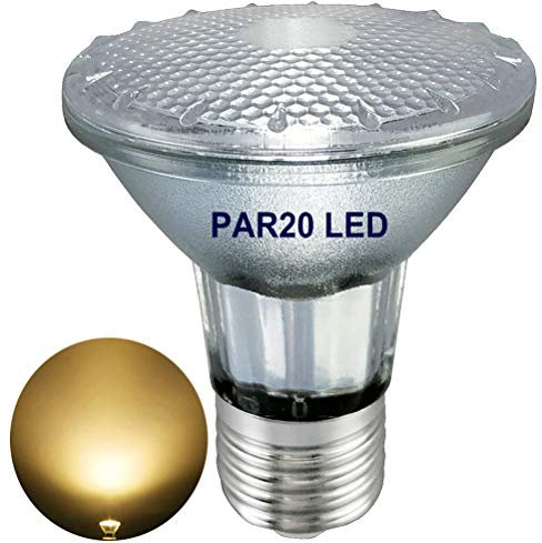 luckmax Réflecteur en verre E27 PAR20 Ampoule LED Blanc chaud 3000K,8W,Lumière de projecteur,Ampoule de projecteur,E27,220V-240V,(Remplace l’ampoule halogène/incandescente 50W-75W)