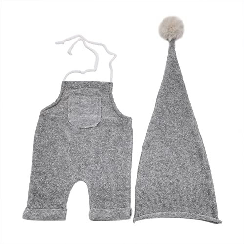 Ruiqas Baby Photography Props Outfits Newborn Hat Photo Shoot Costume Knitted Jumpsuit Long-Tail Hat