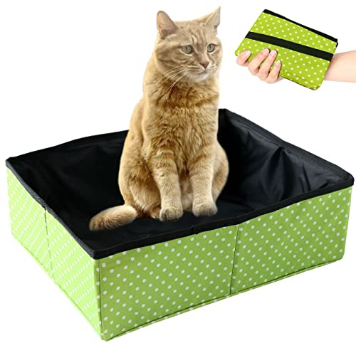 Foldable Portable Cat Litter Tray - Waterproof, Easy to Clean, Useful for Outdoors, Camping, Home Use, Green