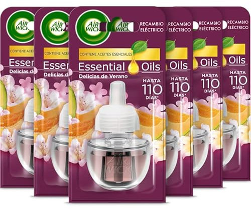 Air Wick Recambio Ambientador Eléctrico, aroma a Delicias de Verano pack 6 Recambios