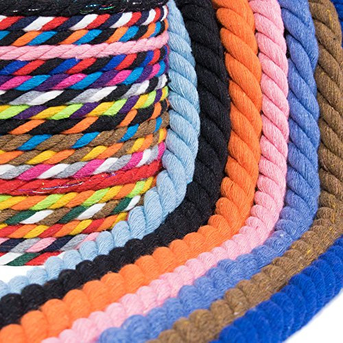 West Coast Paracord | Twisted Natural Cotton Artisan Cord Rope - Super Soft Assorted Colors & Length (Schwarz, 2,5 cm Durchmesser x 3,5 m)