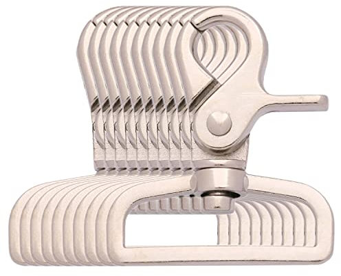 BIKICOCO - Broche de perno giratorio, clips de gancho de gatillo, cierre de mosquetón, con ojal giratorio de 3,8 cm, plateado - 10 piezas
