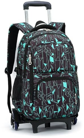 Voici et Voila Grand Rucksack mit Rollen Jungen Schulrucksack Kinder Schultasche Rollen Backpack Teens Junge Laptop Trolley Tasche Business 32x18x49cm