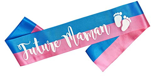 OLILLY Echarpe Bi Colore Future Maman pour Gender Reveal Baby Shower (Rose et Bleu)