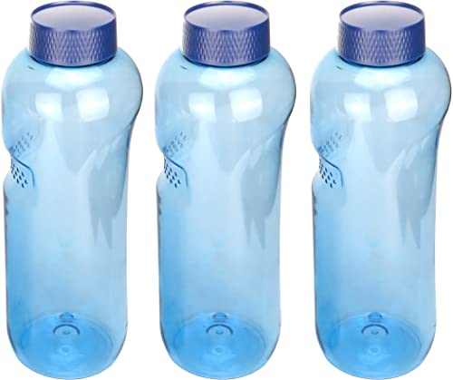 Spar Set 3x 1L Tritan Trinkflaschen Greiner BPA frei enthält neue blaue Deckel mit integrierter Dichtung