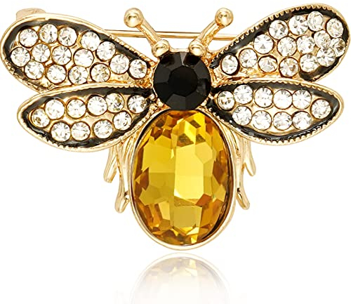 Gleamart Broche vintage en forme d'abeille avec strass - Broche en forme de papillon, Cristal