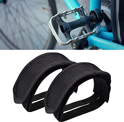 Fahrrad Pedalriemen, 47x5cm/18,5x2 Zoll Paar Universal Heimtrainer Pedal Straps Verstellbar Schwarz Selbstklebend Polyester Fußabdeckungsgürtel Anti-Slip Fahrrad Pedale Band Für Fixed Gear Radfahren
