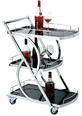 TONPOP Servierwagen, DREI Etagen, Edelstahl, Glas-Finish, zum Servieren eines Weinwagens, hotelspezifisch, Barwagen/C-80 x 42,5 x 96 cm (A) (B) (B)