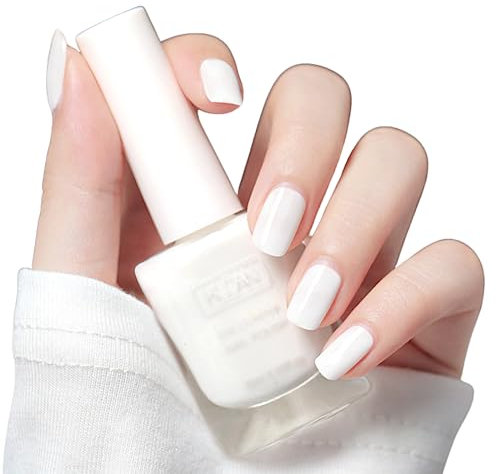 TBeautfave White Nail Polish Quick Dry, Peel off Nail Polish Long Lasting Nail Polish Natural Nail Polish Water Based No Need Cure Nail Gel Polish Nail Varnish Nail Art