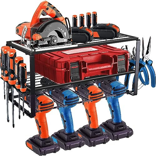 OYE Power Tool Organiser, 4 Slots Heavyduty Electric Drill Wall Mounted Storage Rack Wall Mounted Tool Holder, Garage, Tool Storage and Organization (3 Animals)