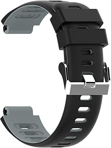 Armband Kompatibel mit Garmin Forerunner 220/230/235/620/630 / 735XT, Silikon Atmungsaktiv Uhrenarmband Sportarmband Band Ersatzband - Schwarz/Grau