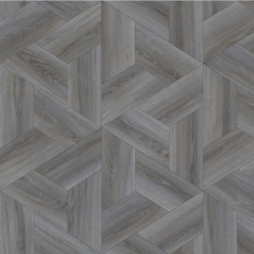 Dark Windmill Parquet Siren Vinyl Flooring 4mm Thick Durable Felt Backed Lino Kitchen Bathroom (4m x 6.5m)