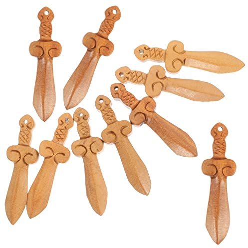 DRESSOOS 10 Pièces Sculpture En Acajou Charmes De Collier Charmes De Mini- Charmes Gothiques Décorations De Table De Centre De Table Mini-épées Ancien Accessoires