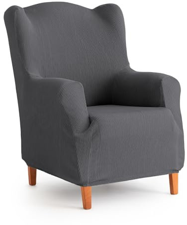 Maxifundas Elastischer Sofabezug für Ohrensessel, Grau, extra weich, rutschfest und elastisch, Modell Inka