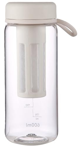 HSEECR 600ml Cold Coffee Pitcher - Cold Brew Maker, Iced Coffee Machine, Cold Brew Coffee Set with Scale, Portable Cold Brew Jar, Kitchen Supplies for Women Men Outdoor Sports Travel (White)