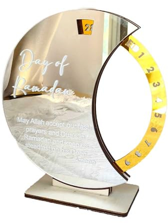 Ramadan Advent Calendar, Mubarak Countdown Calendar for Home, 30 Days Til Eid, Ramadan Gift Eid Decor (Silver)