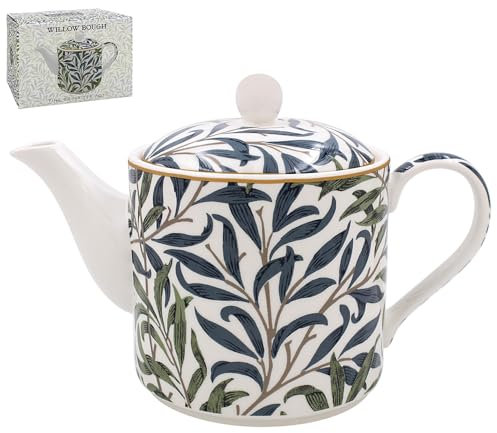 Lesser & Pavey British Designed Ceramic Tea Pot | Large Teapot for Serving Hot Drinks | Tea Pots for All Family Sizes - William Morris, Willow Bough
