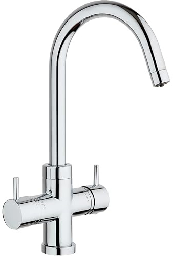 SCHOCK - Miscelatore Aquapura 4 Vie Cromato, Doppio Comando per Acqua | Filtrata Naturale e/o Frizzante Fredda, h362mm