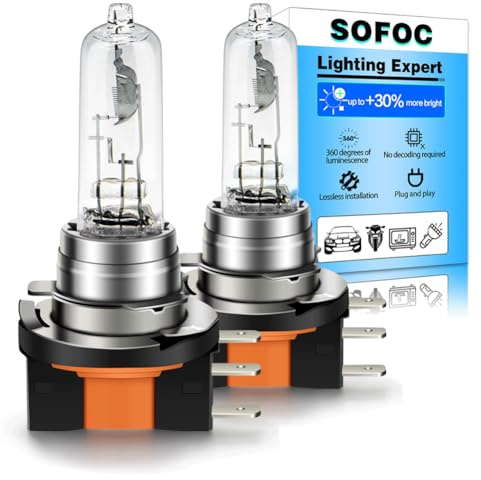 SOFOC H15 Lampe 12V 55W/15W Tagfahrlicht 64176 PGJ23t-1 Warmweiß 715 Scheinwerfer DRL Abblend-/Fernlicht 3-Steilige Lampe Blendfrei 2pcs