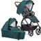 Gesslein Kinderwagen FX4 Swing mit Babywanne Panorama Lyx (Kinderwagen 3 in 1 mit Liege- und Sitzoption, inkl. Sportwagenaufsatz, individuell einstellbar, hoher Komfort, geringes Packmaß), Grün