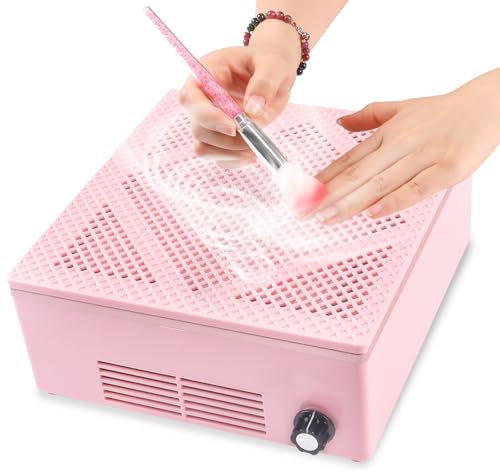 ANGNYA Aspirador de uñas Profesional Acrilico para uñas, 60W Colector de Polvo de uñas Aspiradora con Filtro Reutilizable y Cepillo de Limpieza, recogedor de Polvo de uñas (Rosa, Talla única)