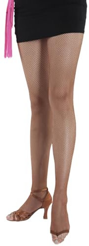 DecorDwell Medias De Red,Medias Rejilla Baile Profesionale,Latino Sin Fisuras De Red… (Estándar, Color café)
