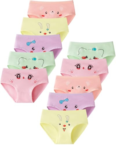 Charmi Culotte sous-vêtements Coton Shorty Slip Fille Lot de 10 Joli Visage souriant2-4 Ans (Taille du Fabricant M)