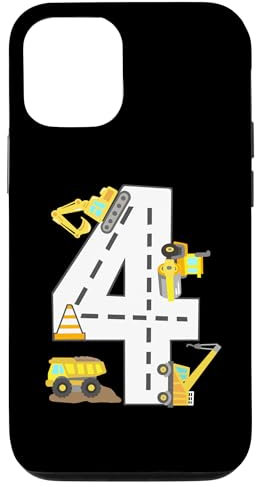 Hülle für iPhone 15 4. Bau Geburtstag Party Bagger Jungen 4 Jahre alt