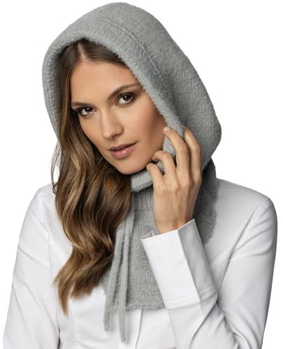 Vivisence Capucha De Invierno Para Mujer Elegante Que Combina Gorro Y Bufanda En Uno Con Cordón De Ajuste Y Parte Delantera Alargada Para Máxima Protección Contra El Frío, Gris Claro,Talla Única