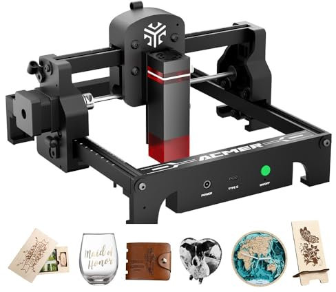ACMER S1 2.5W Mini Incisione Laser, Macchina Taglio Laser da Tavolo con Precisione di 0,04mm, Laser Engraver Velocità di Incisione Elevata di 10000mm/min, Area di Lavoro 130x130mm
