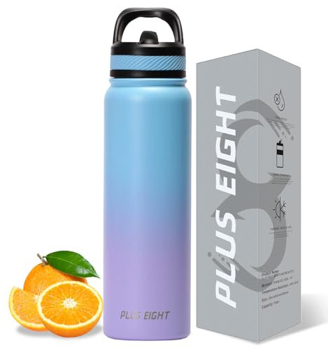 pluseight Sports Water Bottle, 1000ml(32oz) Insulated Water Bottle With Straw, Stainless Steel Water Bottle Wide Mouth for Sports, Gym or Office, BPA-Free Keep Cold 24H Hot 12H (Blue Pink)