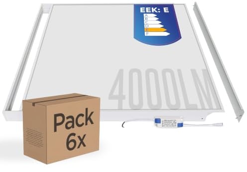 LECOM 6x LED Panel 62x62 Neutralweiß 4000K 4000lm Aufputz mit Aufbaurahmen | LED Panel für Aufputzmontage an Betondecken, Holzdecken oder Trockenbaudecken. Rahmen 62x62 cm für Deckenaufbau inklusive.