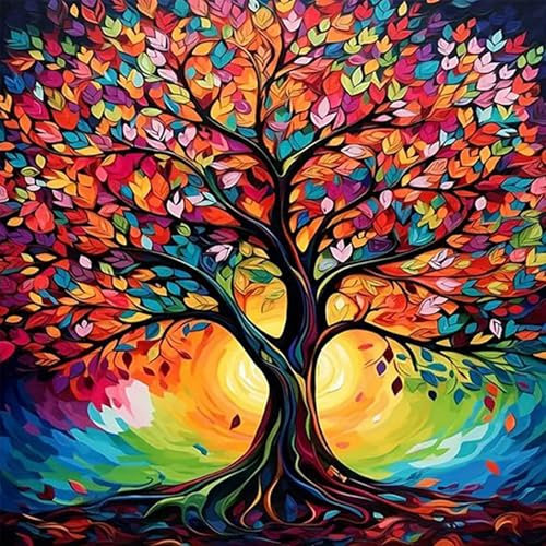 HEIBAGO Diamond Painting Für Anfänger, 5D Baum des Lebens Full Drill Diamant Painting Erwachsene, DIY Cross Embroidery Diamant Kunst Sets Landschaft Diamond Art Bilder Für Gifts, Wanddekor 30 * 40cm