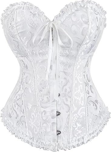Demays Corset Tops for Women,Bustier Shapewear Lingerie,Lace Tied Renaissance Overbust Corset Push Up Bodysuit