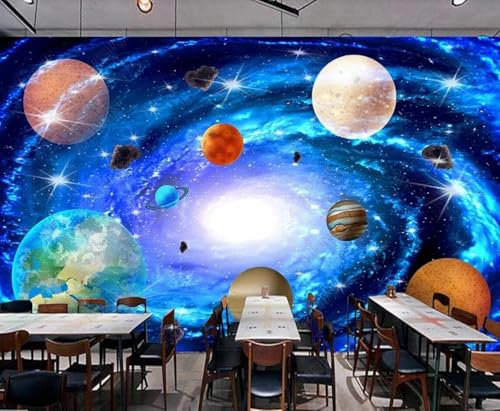 Kosmos Sterne Planeten Meteoriten 3D Tapeten Home Esszimmer Fototapete Effekt Wohnzimmer Schlafzimmer Kinderzimmer-300cm×210cm