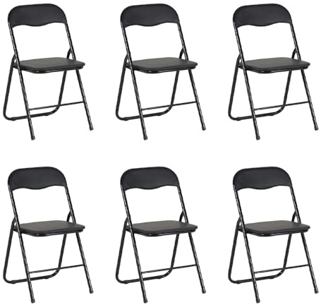 Hooma - Set mit 6 Klappstühlen, für den Innenbereich, bequem, aus PVC