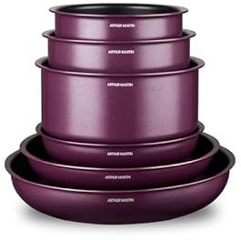 Batterie de cuisine Arthur Martin Batterie amovible 10 pièces Aubergine AM311FA Aubergine